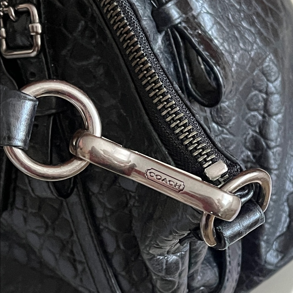 Coach Madison Sophia Croc-Embossed Satchel Black EUC - Picture 13 of 17